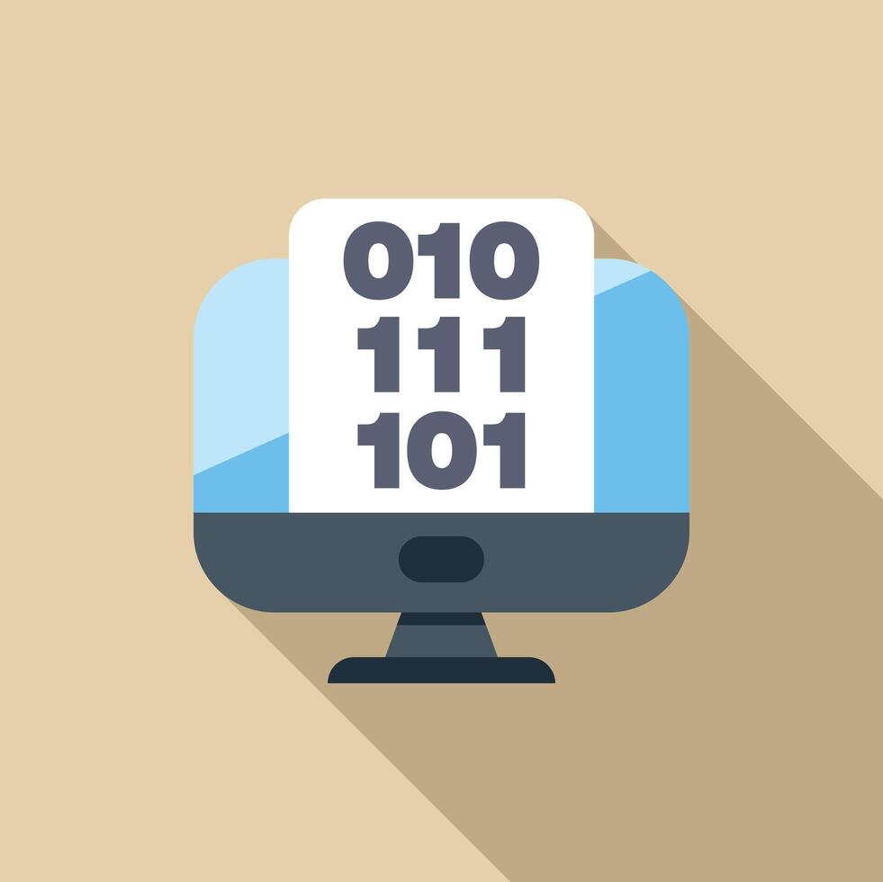 Desktop computer displaying binary code representing data vector