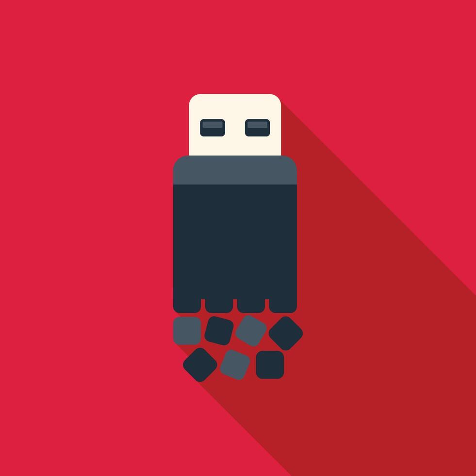 Usb flash drive losing data on red background vector