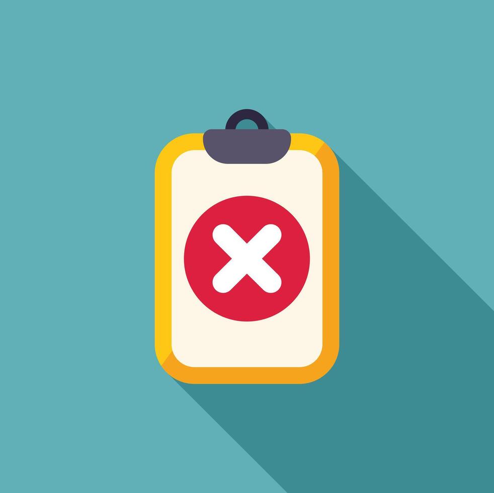 Clipboard with a red cross showing negative result in a business or education context vector