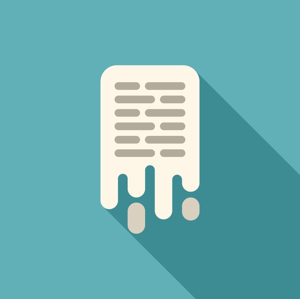 Paper document is melting and dripping down, flat design style vector