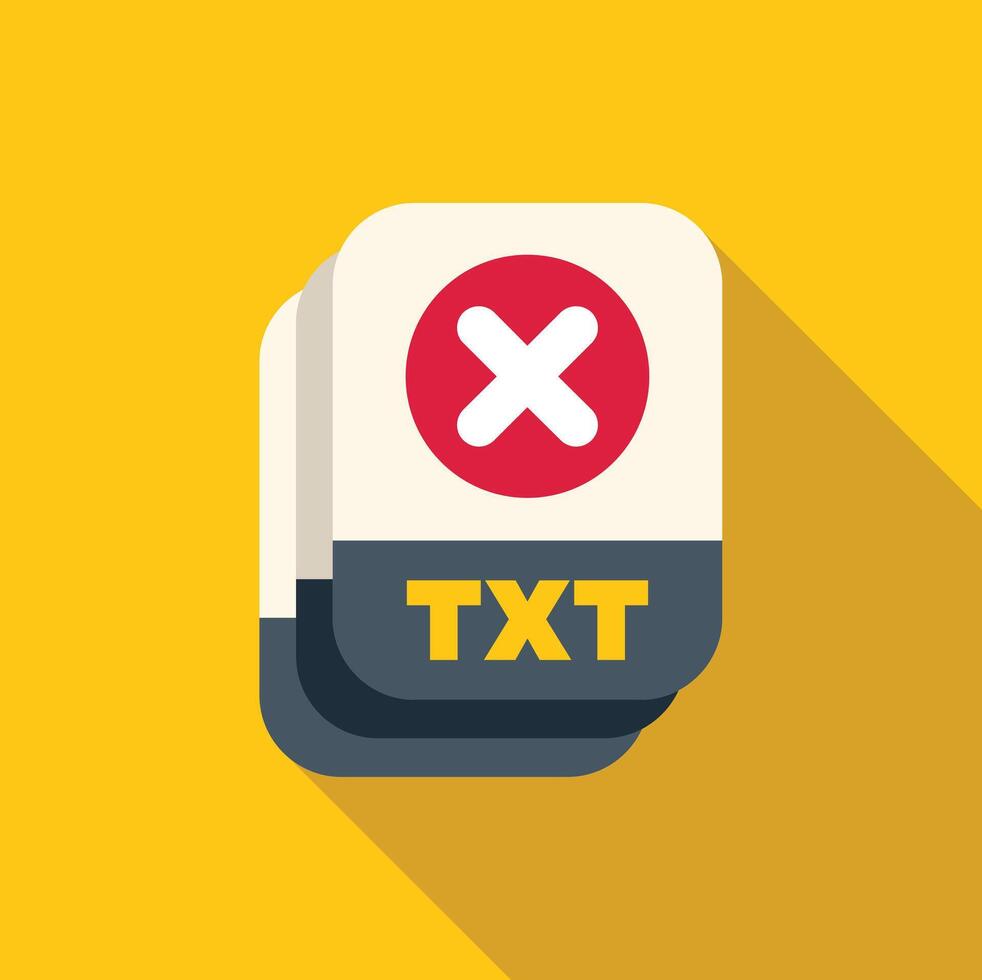 Txt file is showing an error message on yellow background vector