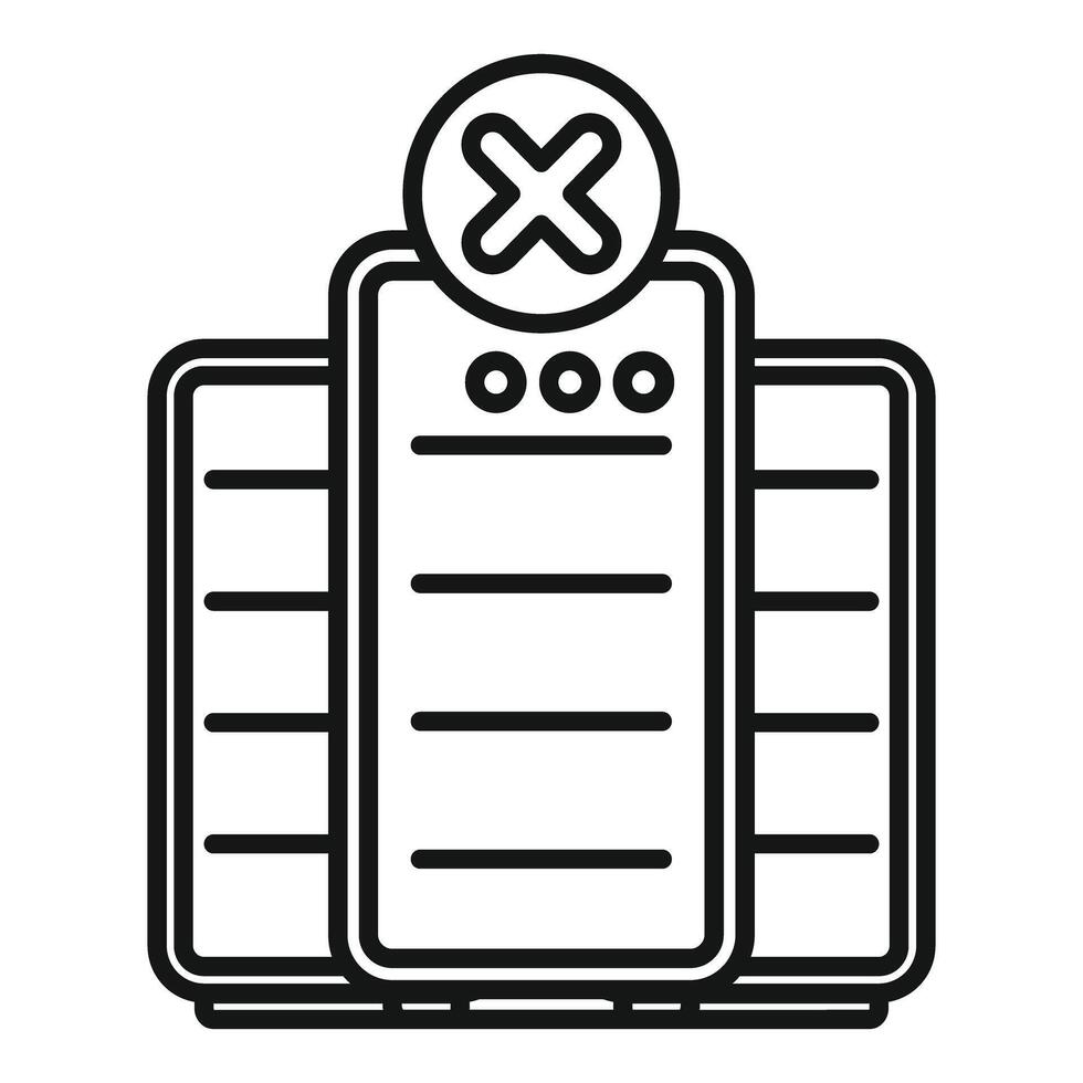 Data center server down showing system crash with error alert vector