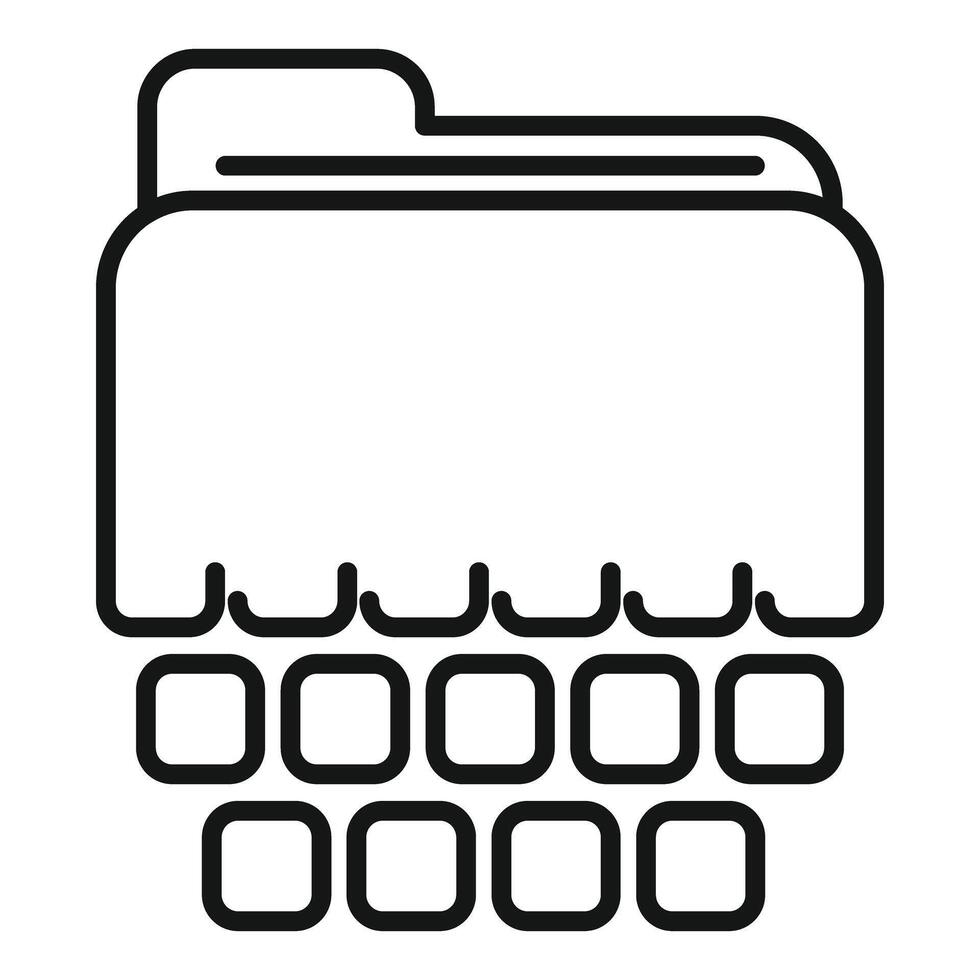File folder connected to computer keyboard showing data storage concept vector