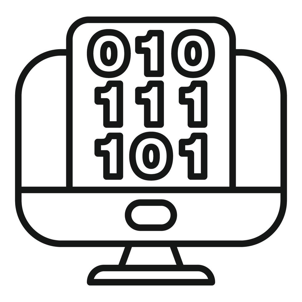 Computer monitor displaying binary code representing data vector