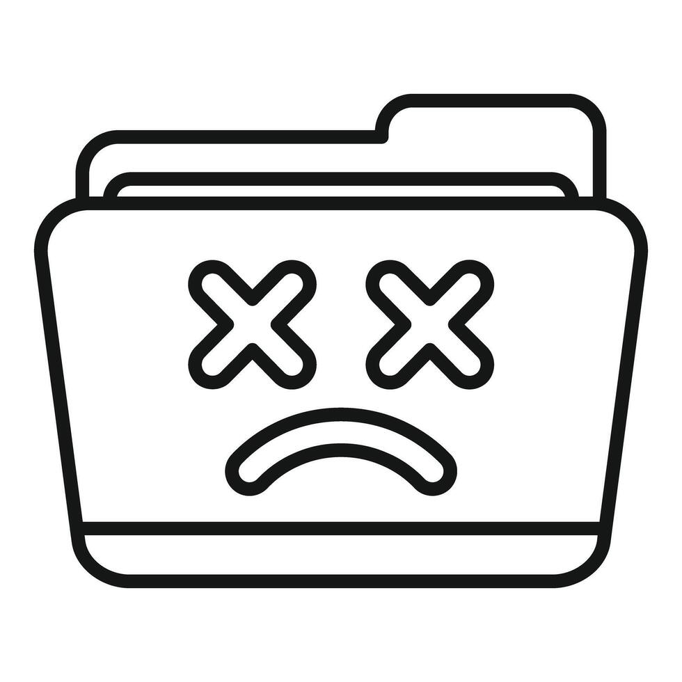 File folder showing a sad face with crosses for eyes vector