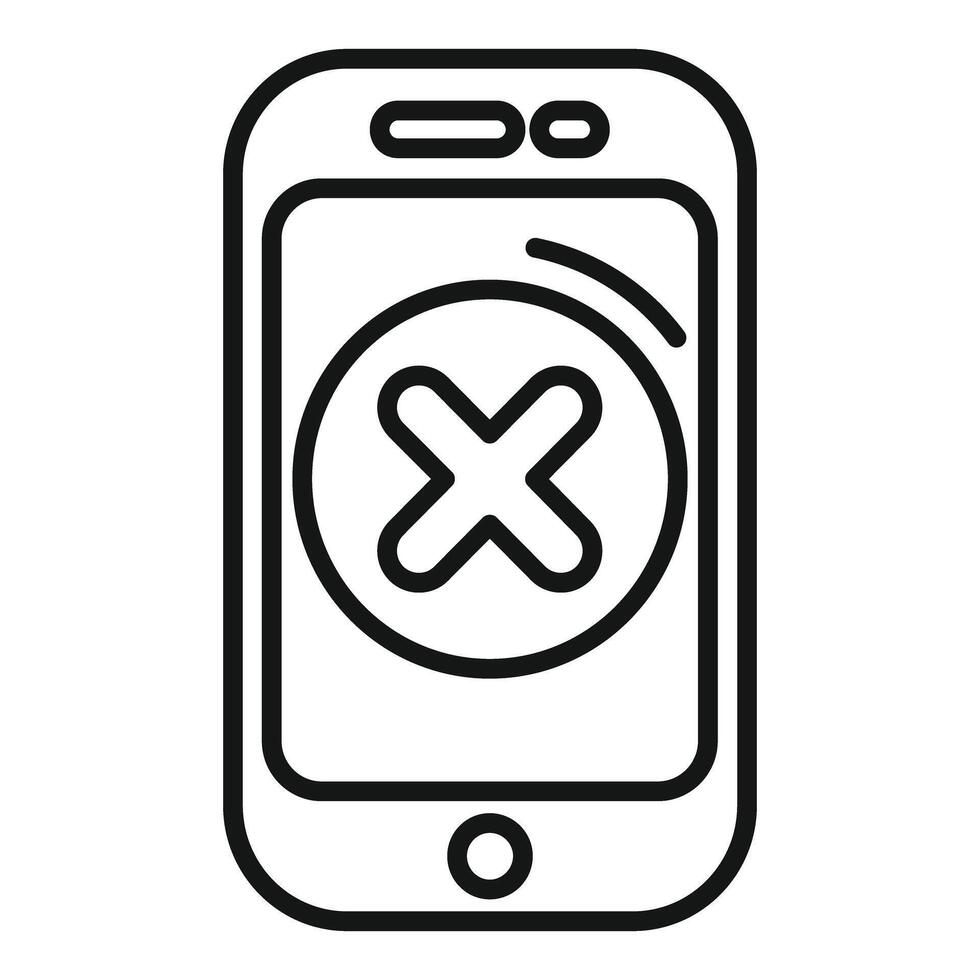 Smartphone showing cross mark delete icon vector