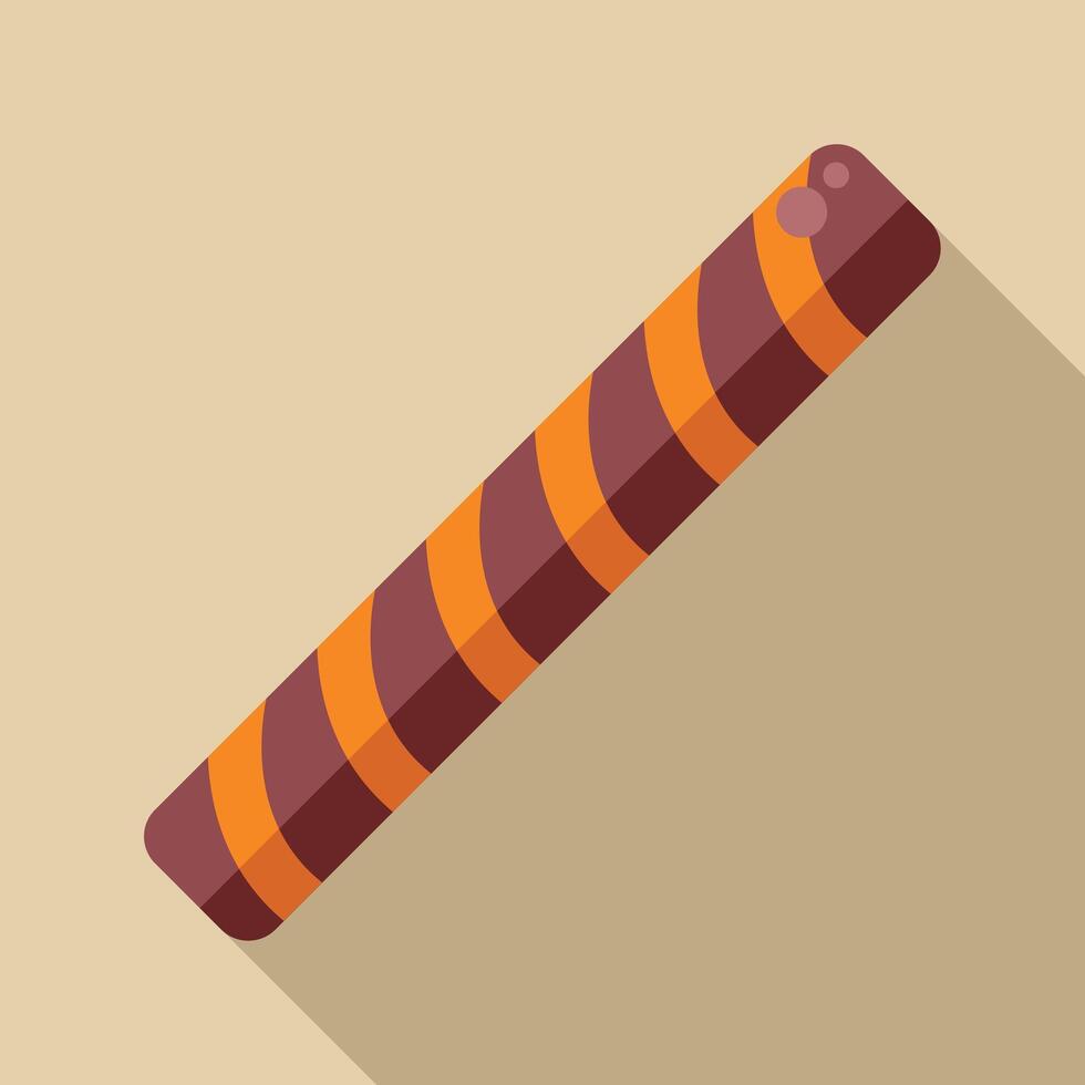 Chocolate filled wafer stick lying on table vector