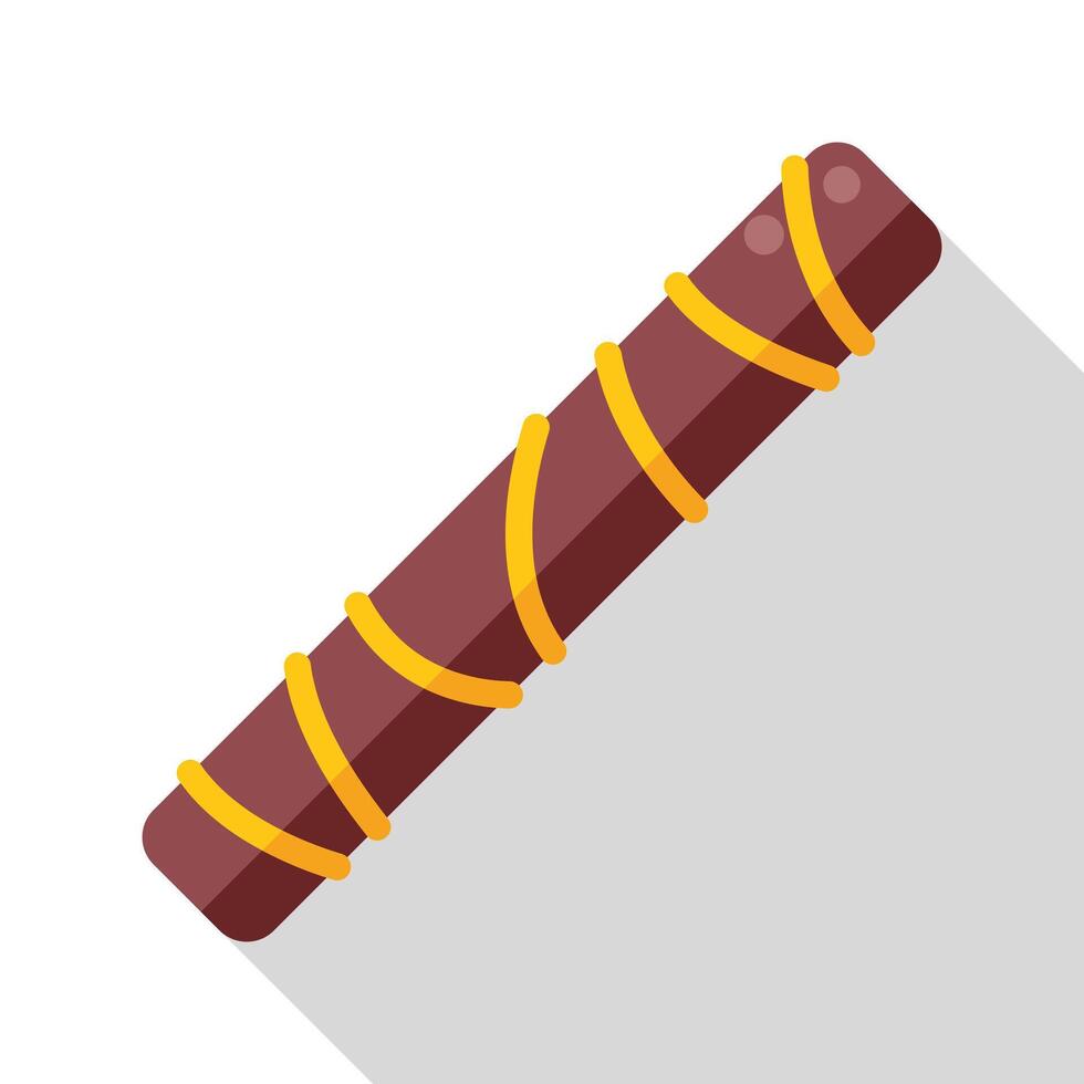 Chocolate wafer stick covered in caramel drizzle isolated on white background vector