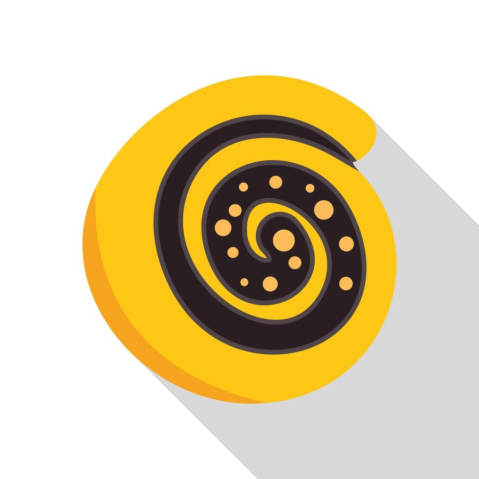 Round bun with chocolate spiral pattern having a golden brown crust vector