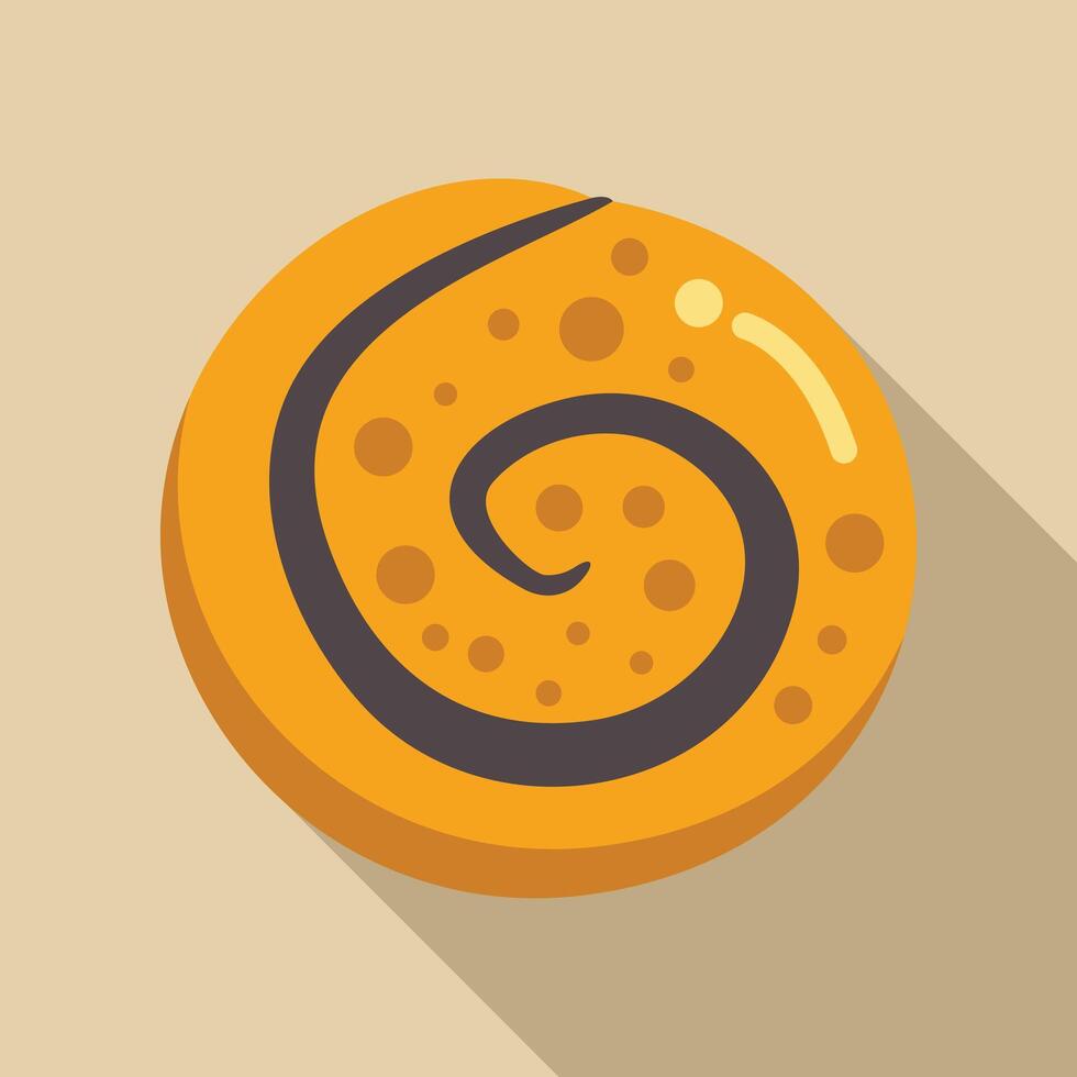 Round bun with chocolate having round shape lying on table vector