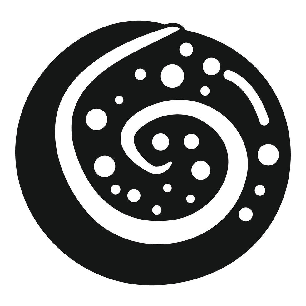 Round spiral bun with sugar glaze icon, bakery logo concept vector