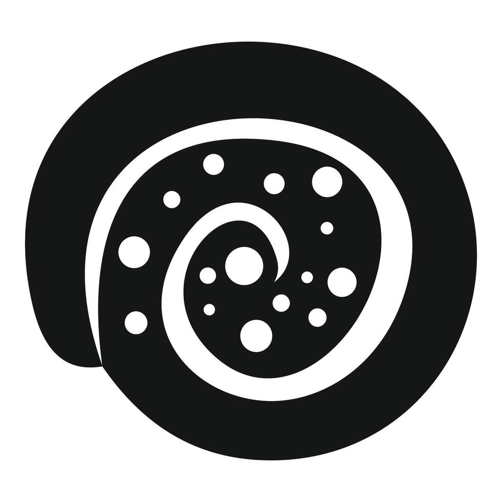 Swiss roll with cream filling forming a spiral shape icon vector