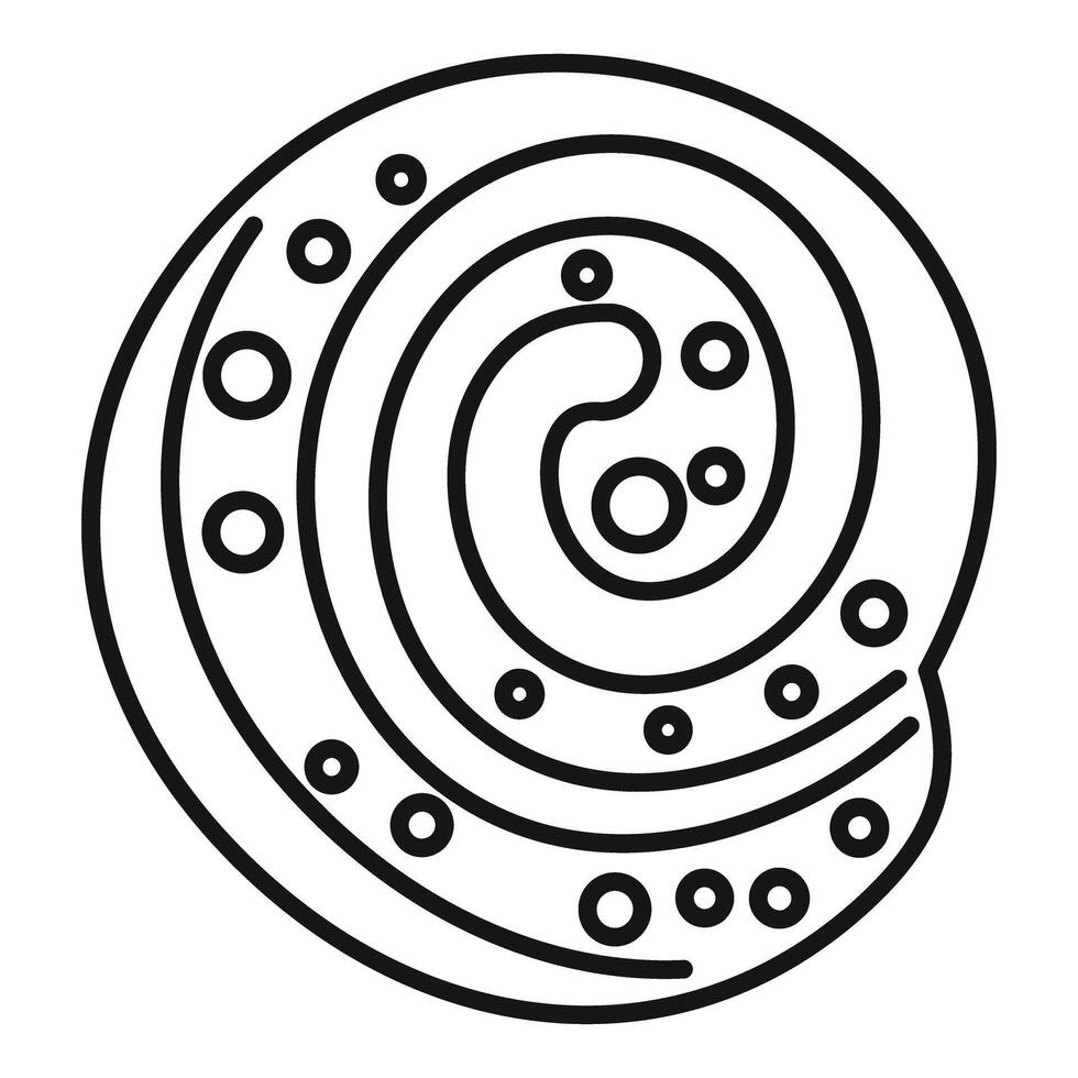 Cinnamon roll swirling with sweet glaze icing and dots vector