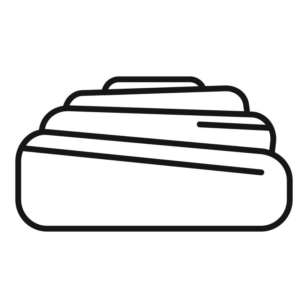 Cinnamon bun being iced with glaze minimalist icon vector