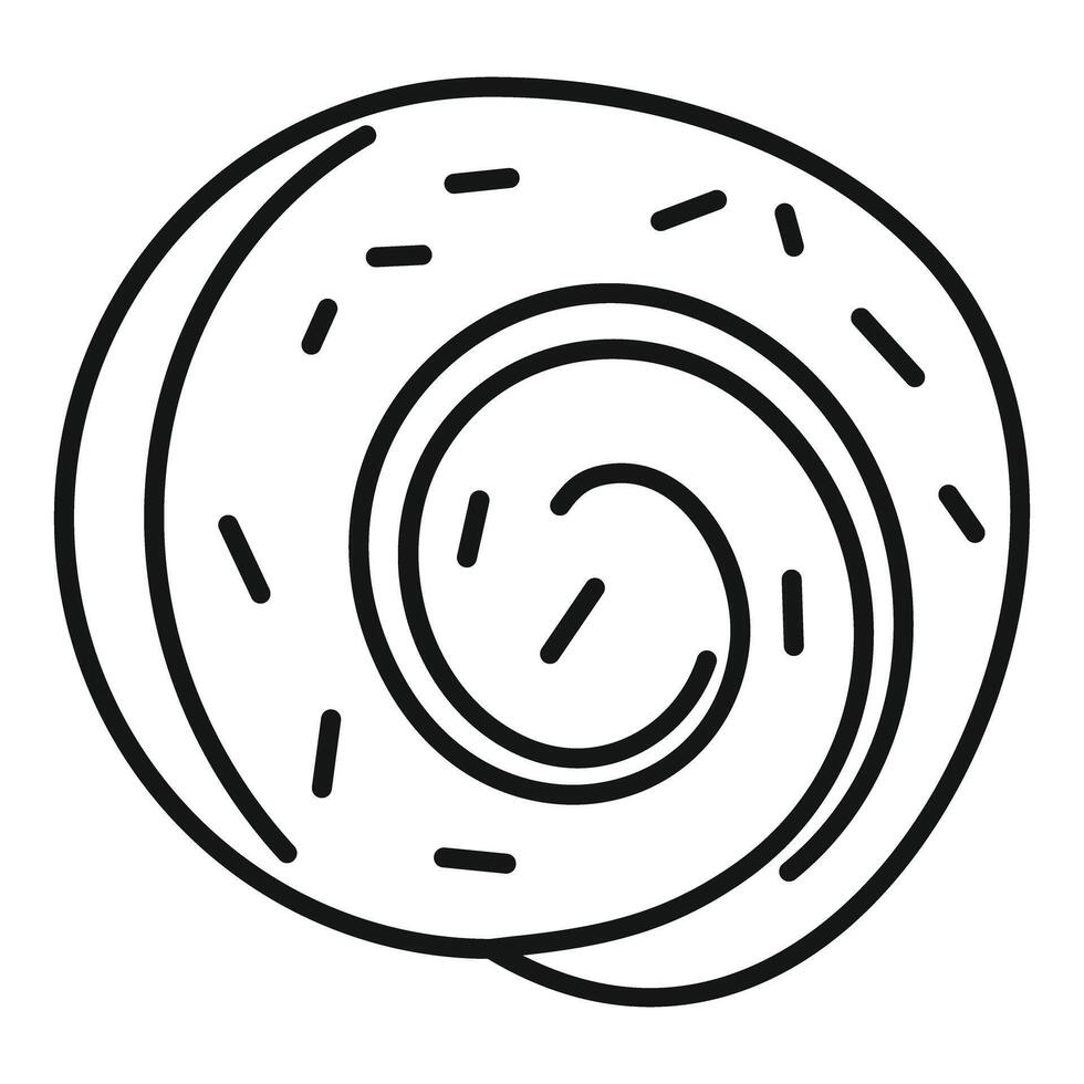 Swiss roll cake showing filling covered in sprinkles icon vector
