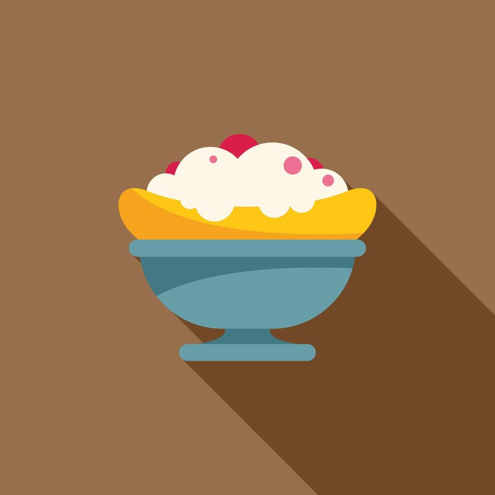 Banana split dessert sitting in cup on brown background vector