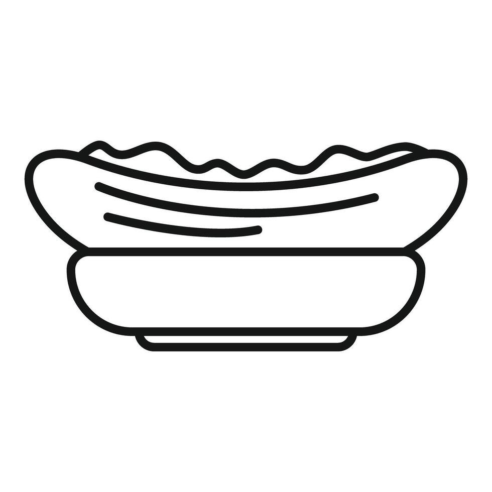 Hot dog with mustard in a bun line art drawing vector