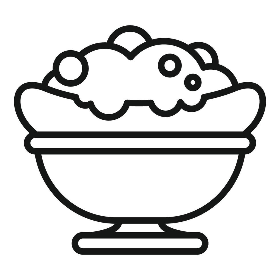 Foam bath bomb dissolving in round bathtub line icon vector