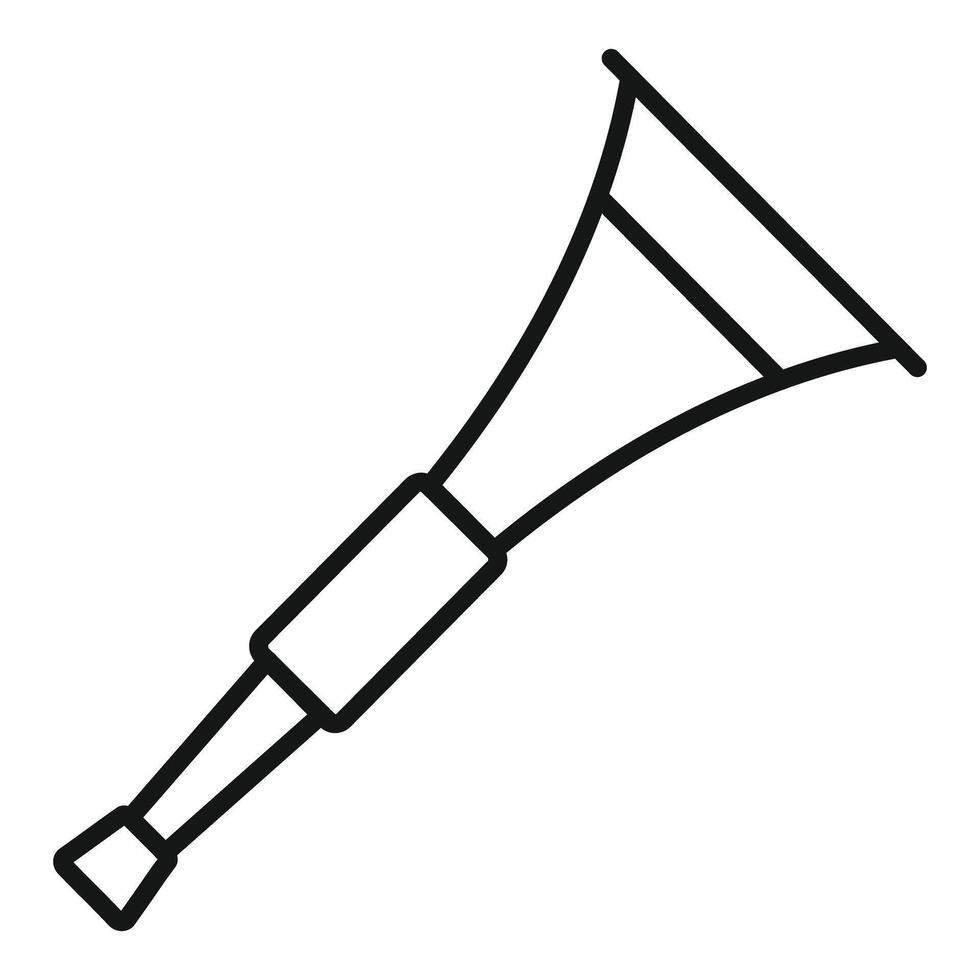 Minimalist line drawing of a handheld trumpet blowing music vector