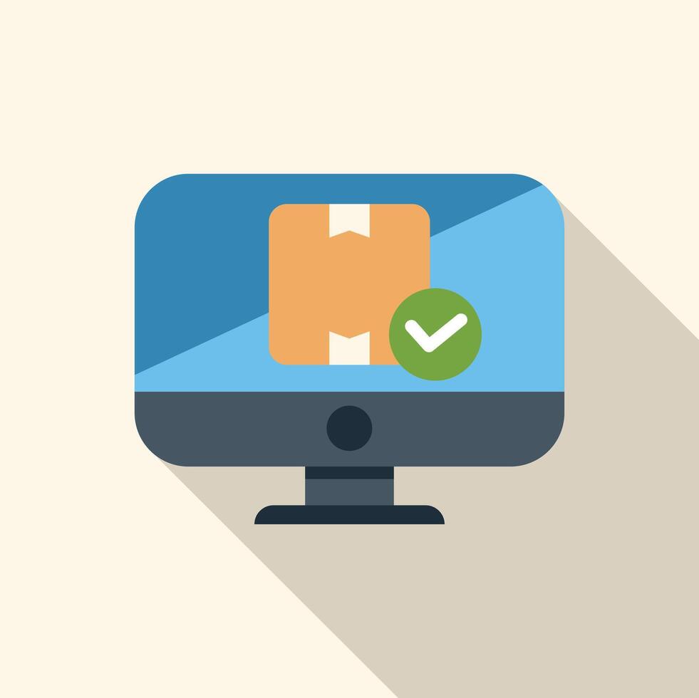 Online order confirmed package delivered successfully on computer screen vector