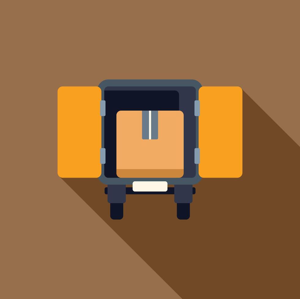 Delivery truck with open doors from above with long shadow vector