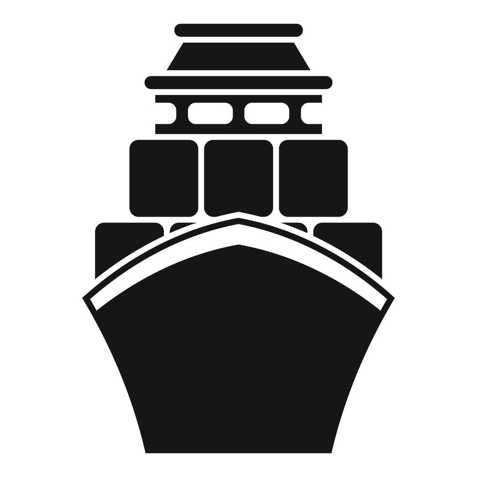 Cargo ship carrying goods in containers front view icon vector