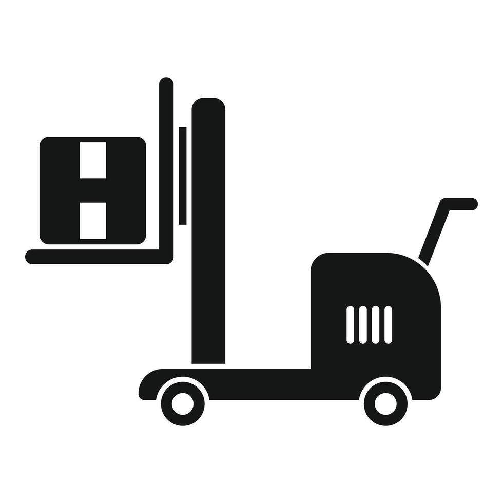Forklift is carrying a box on white background vector