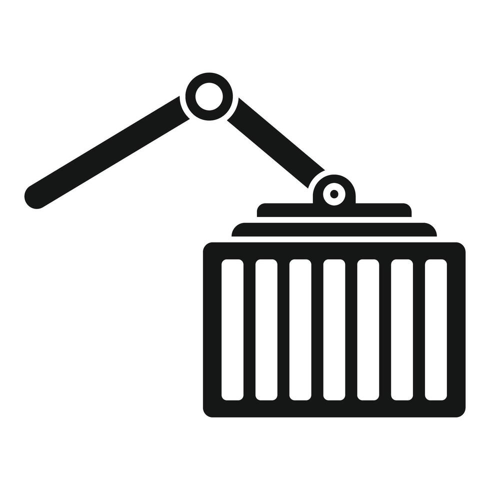 Crane lifting cargo container icon, shipping and logistics symbol vector