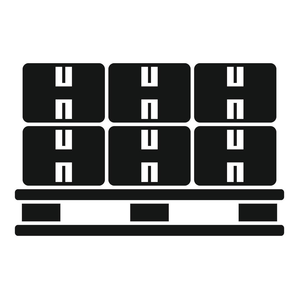 Storage pallet holding six cardboard boxes ready for shipping vector
