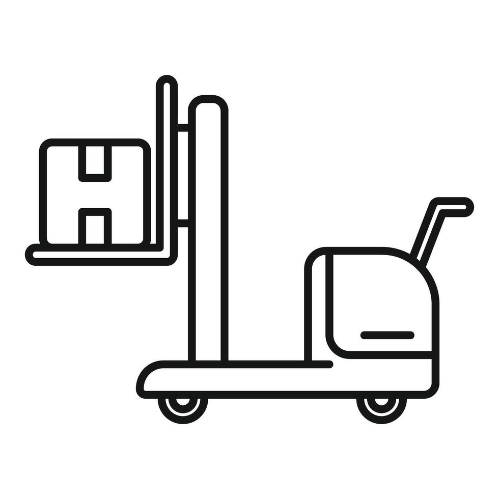 Forklift is lifting a box in a warehouse vector