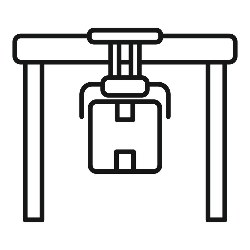 Port crane lifting container box over white background vector