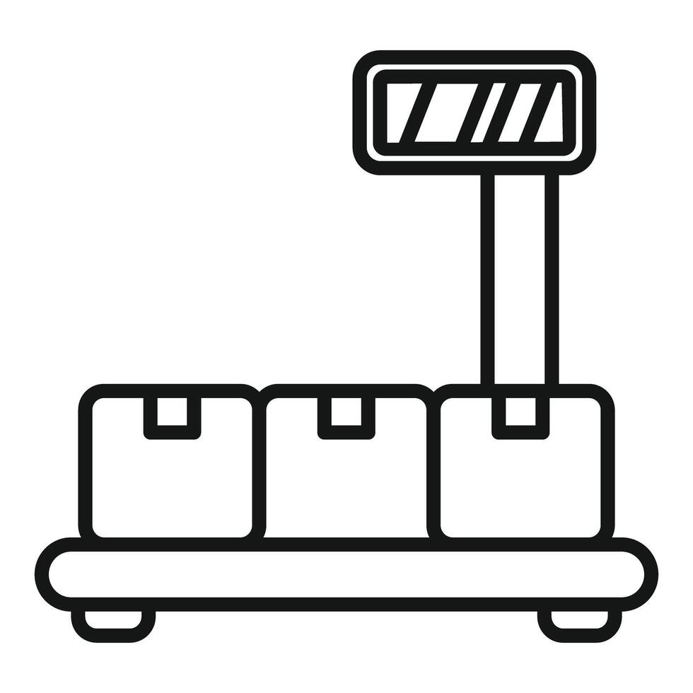 Conveyor belt system transporting cardboard boxes in warehouse vector