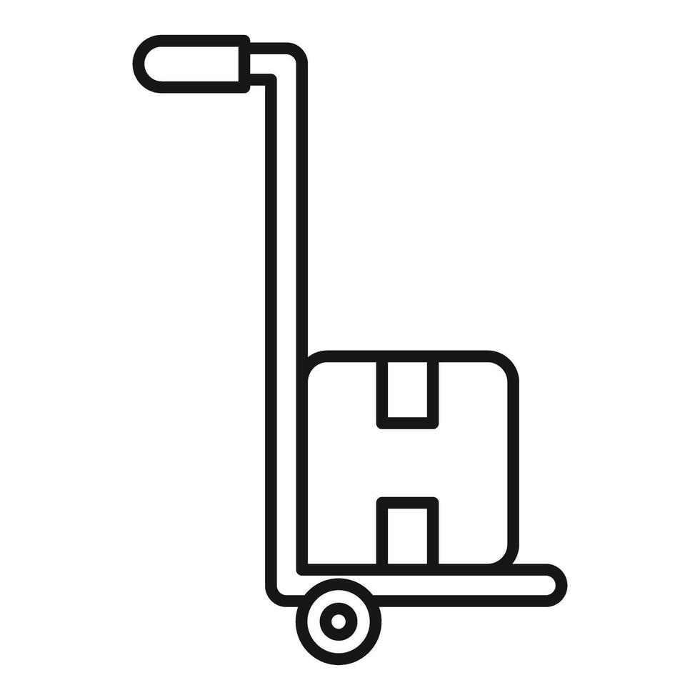 Line drawing of a hand truck transporting a package vector