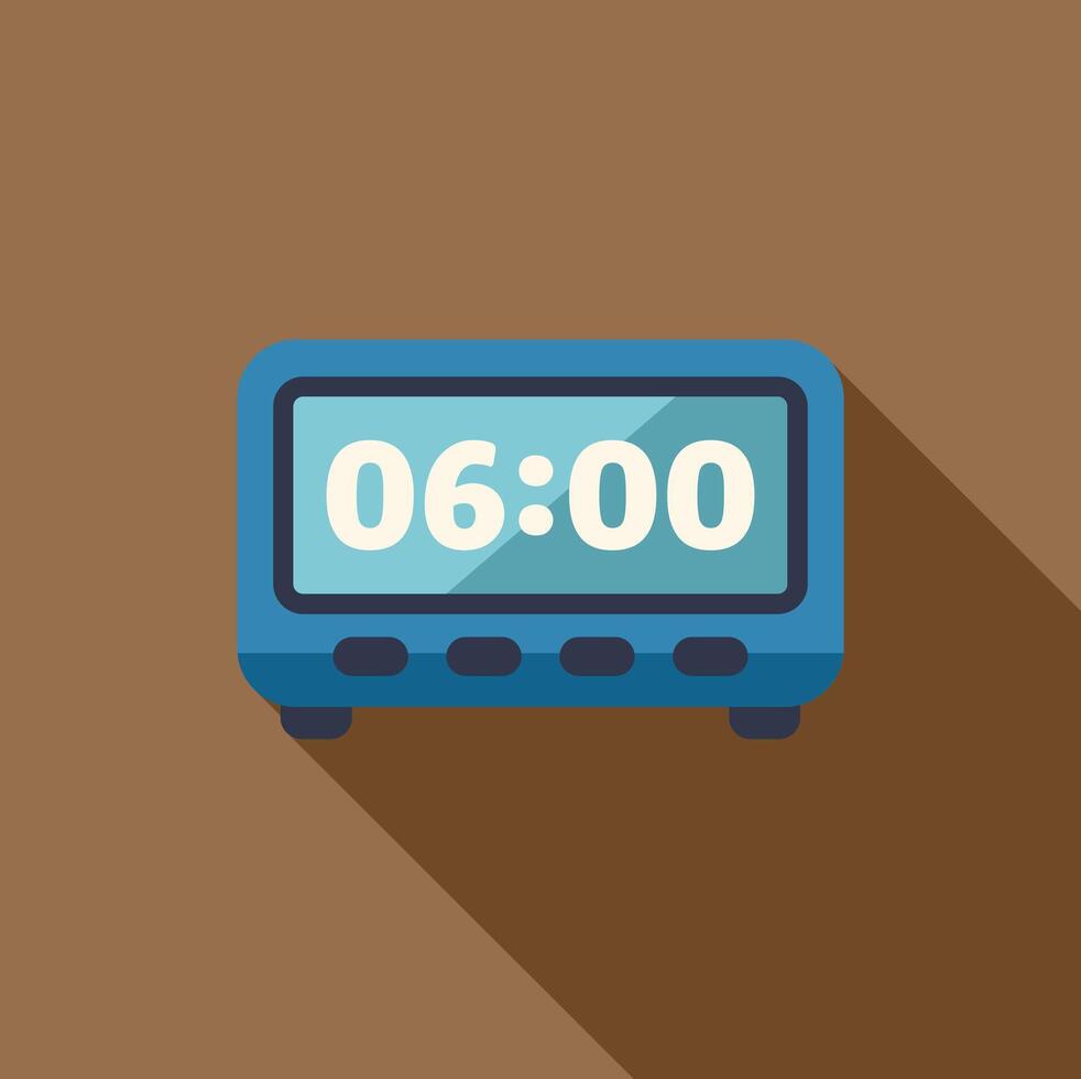 Blue digital alarm clock displaying 06,00 am or pm vector
