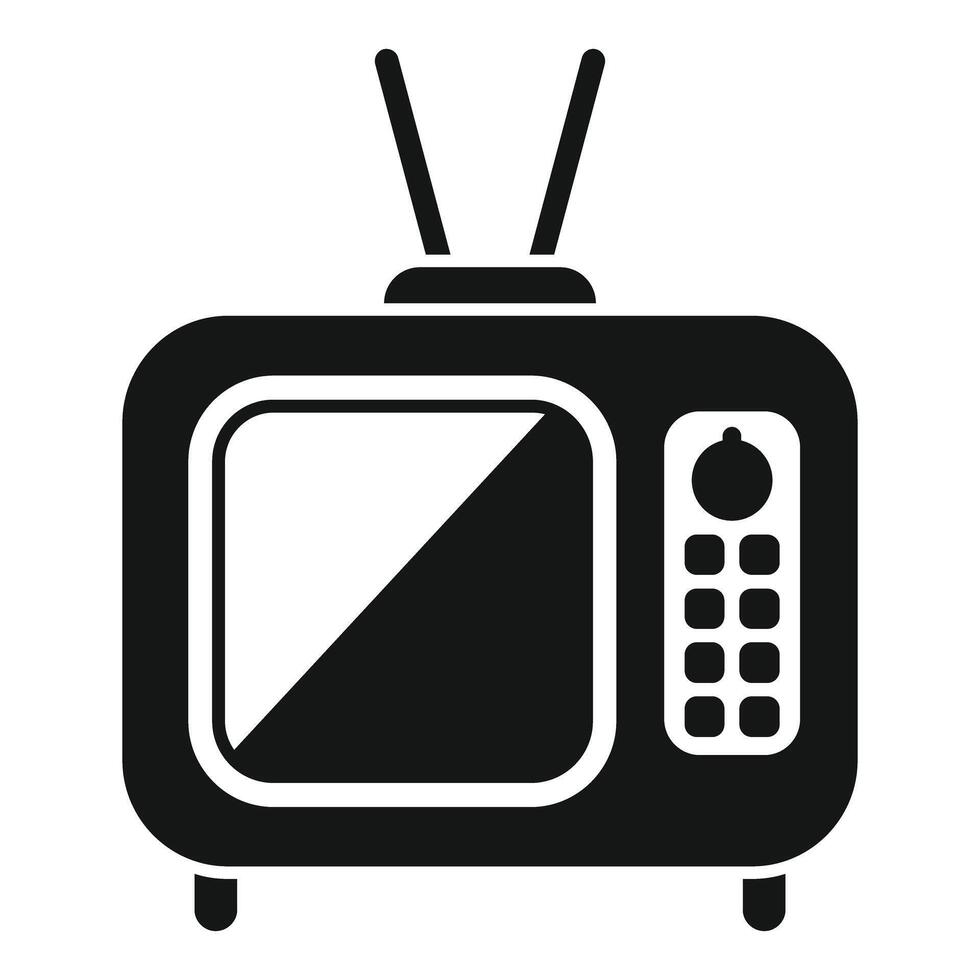 Old tv set transmitting static signal icon vector