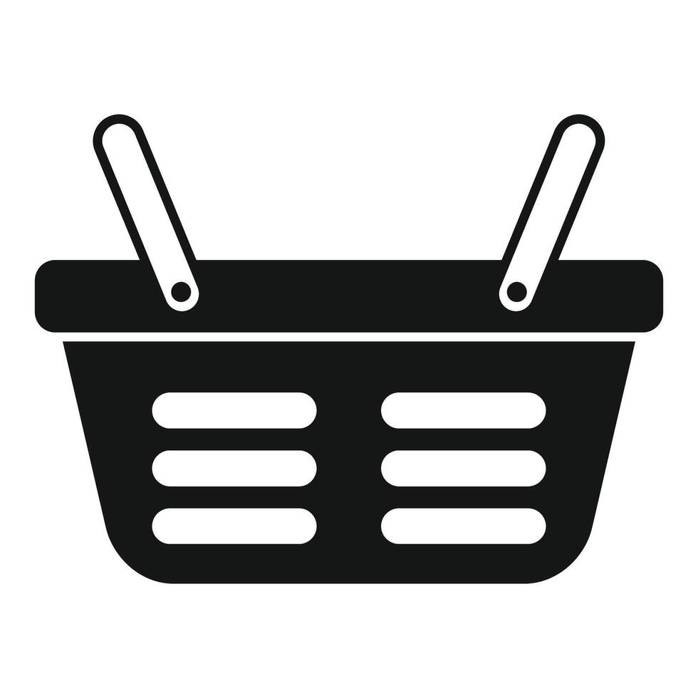Black shopping basket icon representing online shopping and commerce vector