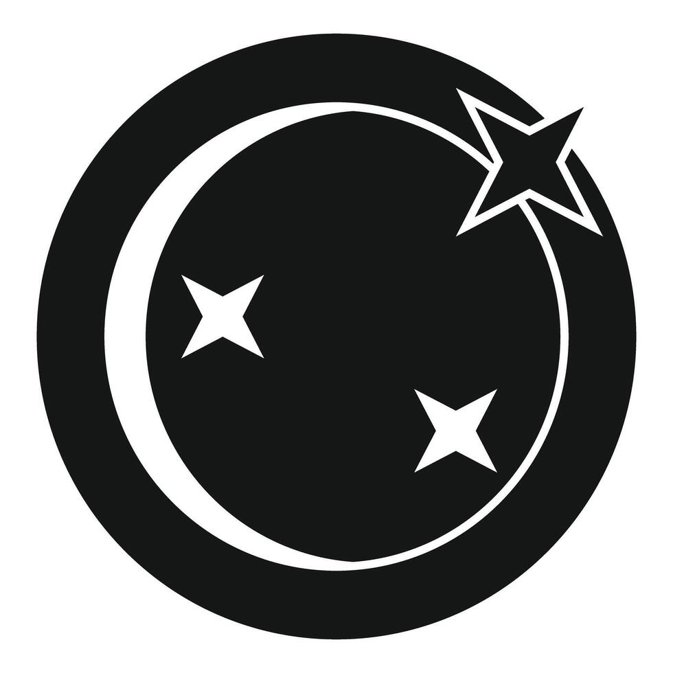 Black and white circular logo featuring three stars forming a crescent shape vector