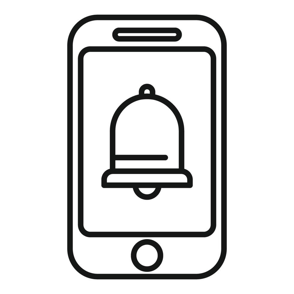 Smartphone showing notification with bell icon on screen vector