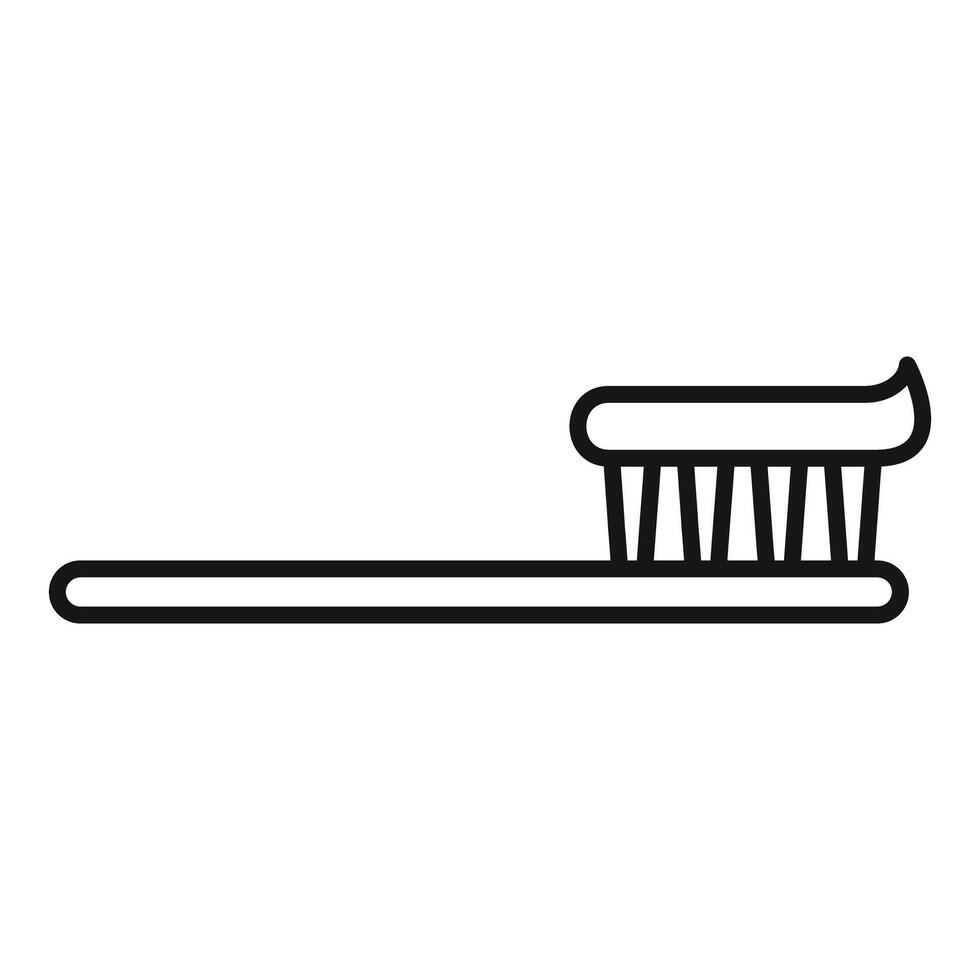 Toothbrush with toothpaste minimalist line art icon vector