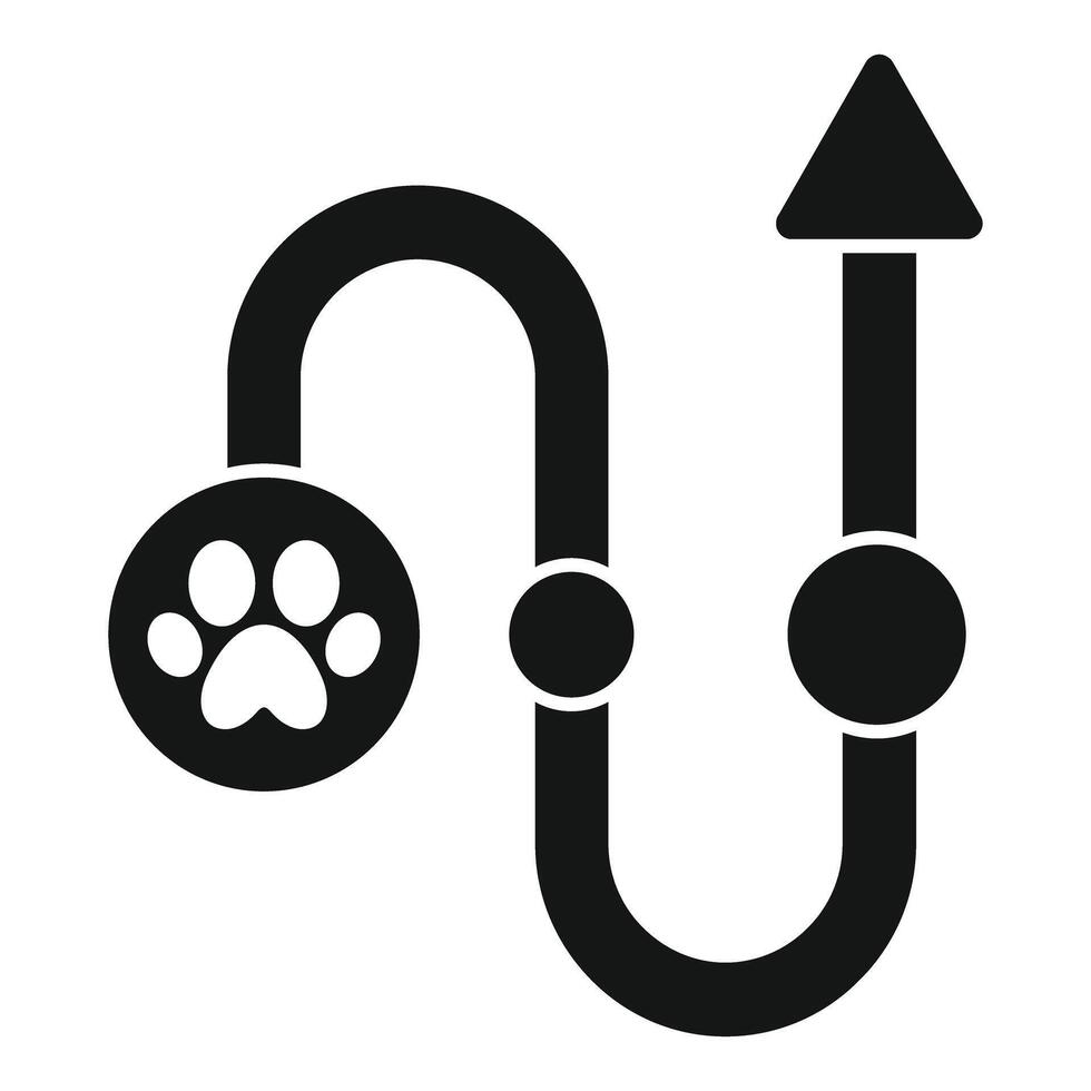 Dog paw print showing route on a walk in the park vector