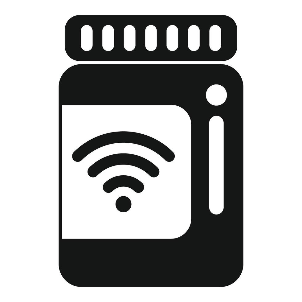 Smart medicine jar icon showing wifi connectivity vector