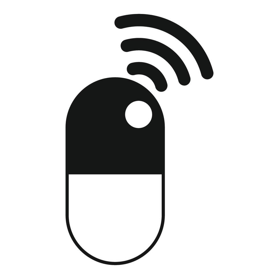 Wireless computer mouse transmitting data signal icon vector