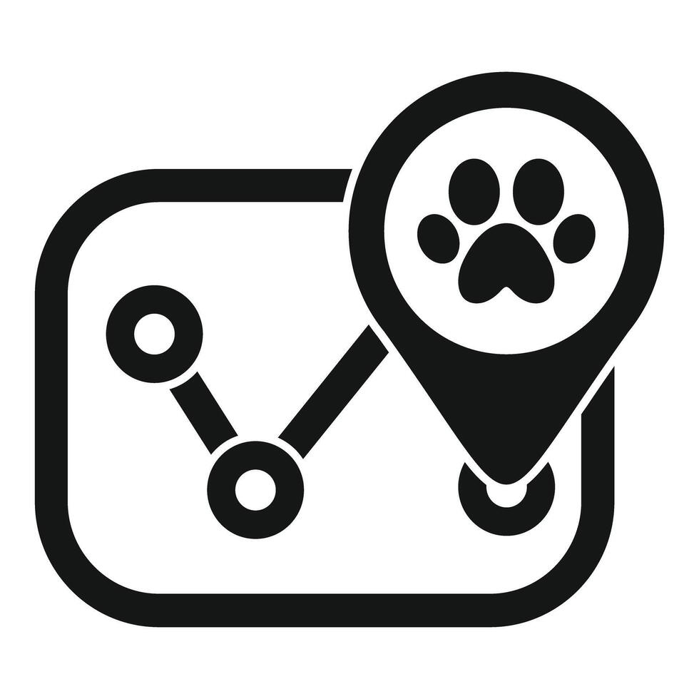 Dog paw print location tracking app icon showing pet's whereabouts vector