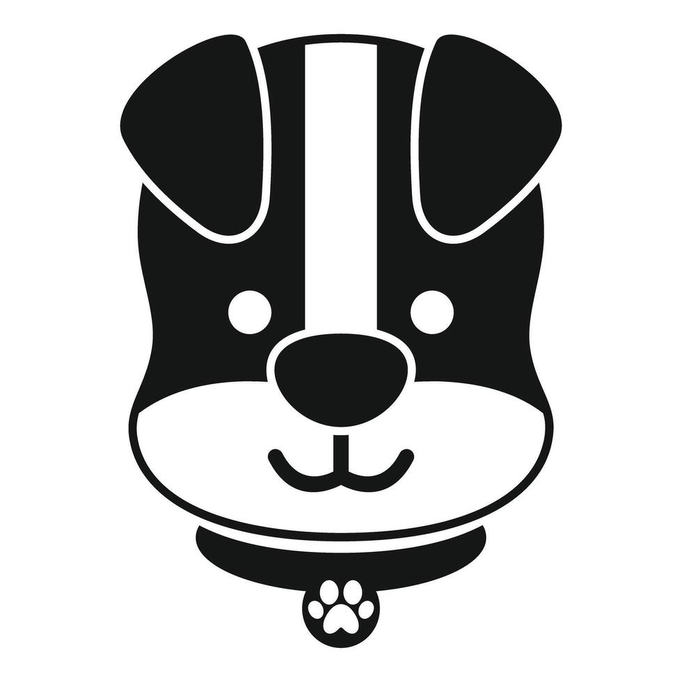 Cute dog face wearing a collar with paw print icon simple design vector