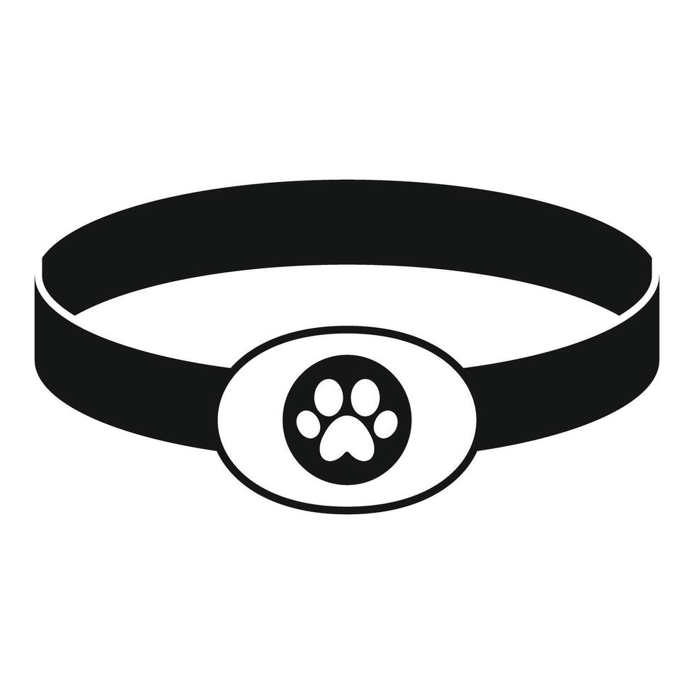 Black smart gps pet collar icon showing paw symbol vector