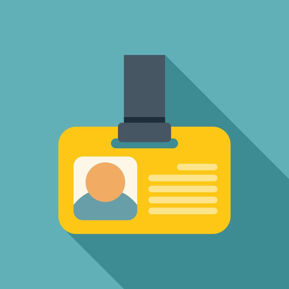 Yellow id card hanging on a lanyard with photo and name tag vector
