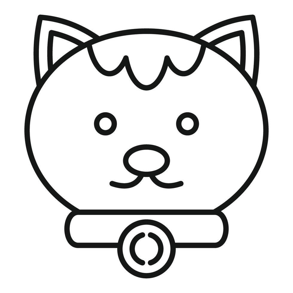 Cute cat wearing collar with tag line art icon vector
