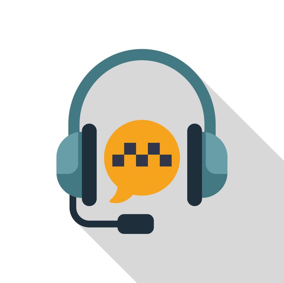 Taxi service center operator using headset receiving a client request vector