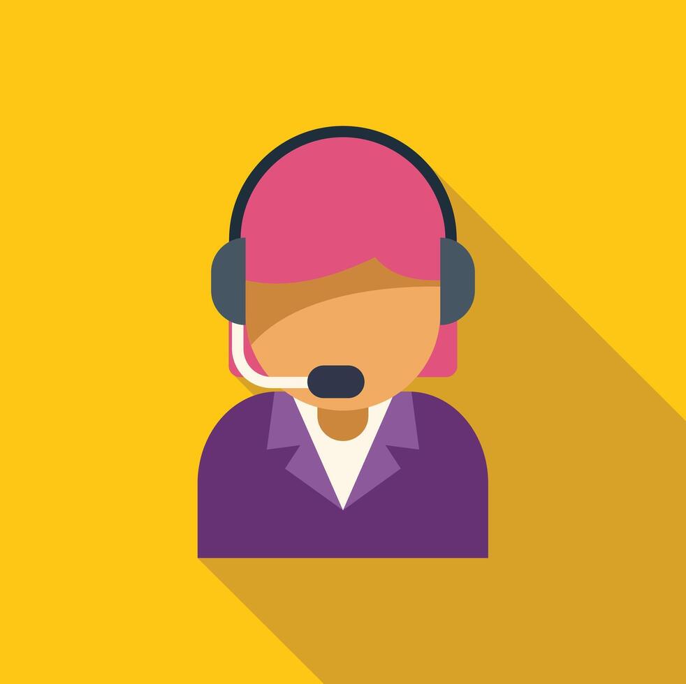 Female call center operator wearing headset working from home vector