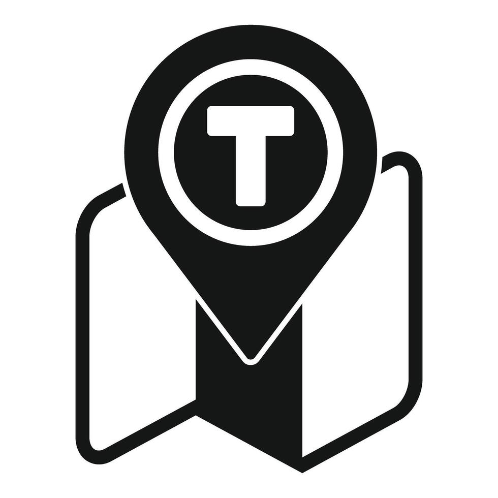 Map pin pointing public transport stop icon vector
